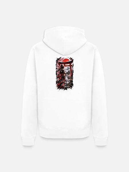 Ninja – Schattenkrieger mit Katana - Unisex Premium Bio Zip Hoodie - Weiß