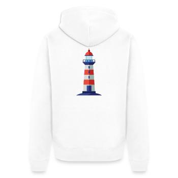 Leuchtturm - Unisex Premium Bio Zip Hoodie - Weiß - Hinten - Thijin (182cm)