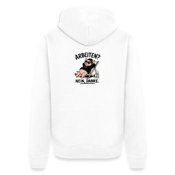 Entspanntes Schwein im Hoodie - Unisex Premium Bio Zip Hoodie - Weiß - Hinten - Thijin (182cm)