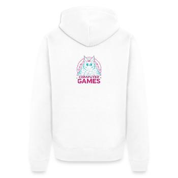 Games Logo mit Neon-Design - Unisex Premium Bio Zip Hoodie - Weiß - Hinten - Thijin (182cm)