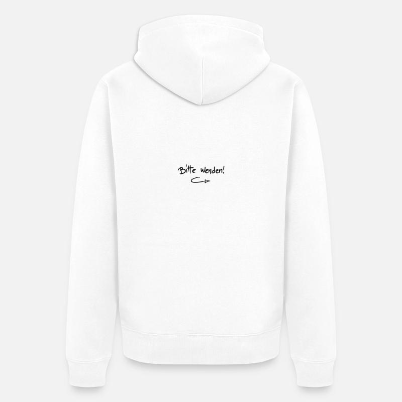 Bitte wenden! - Unisex Premium Bio Zip Hoodie - Weiß