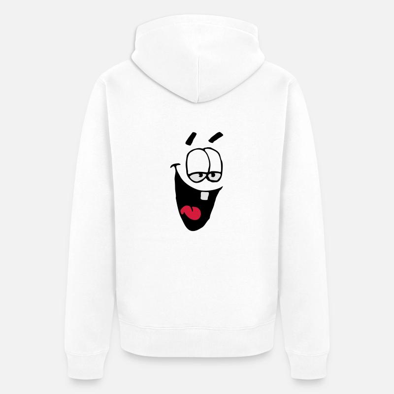 Rire Visage comique Schadenfreude Rire - Veste à capuche bio Premium Unisexe - blanc