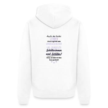 Bester Lehrer Tasse - Unisex Premium Bio Zip Hoodie - Weiß - Hinten - Thijin (182cm)