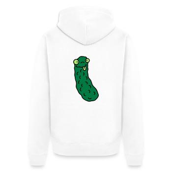 Funny Cucumber - Unisex Premium Bio Zip Hoodie - Weiß - Hinten - Thijin (182cm)