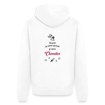 Chevalier - Bébé - Naissance - Garçon - Epée - Fun - Unisex Premium Organic Zip Hoodie - white - Back - Thijin (182cm)