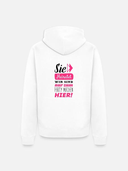 sie heiratet wir hier - Unisex Premium Bio Zip Hoodie - Weiß