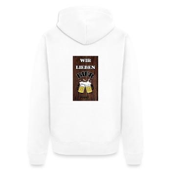 Wir lieben Bier - Unisex Premium Bio Zip Hoodie - Weiß - Hinten - Thijin (182cm)