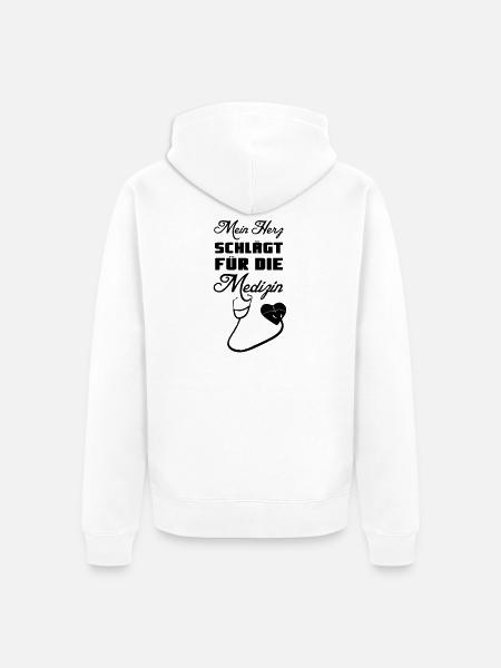 Mein Herz schlägt für die Medizin Geschenk - Unisex Premium Bio Zip Hoodie - Weiß