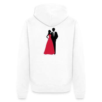 Couples de mariage, jeune mariée, marié - Veste à capuche bio Premium Unisexe - blanc - Dos - Thijin (182cm)