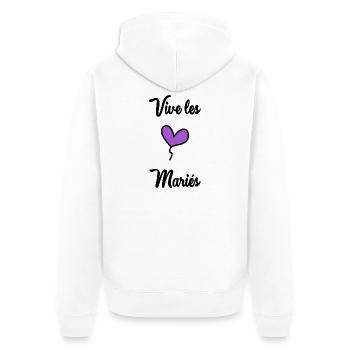 JUST MARRIED. EVJF. SAINT VALENTIN. COUPLE - Veste à capuche bio Premium Unisexe - blanc - Dos - Thijin (182cm)