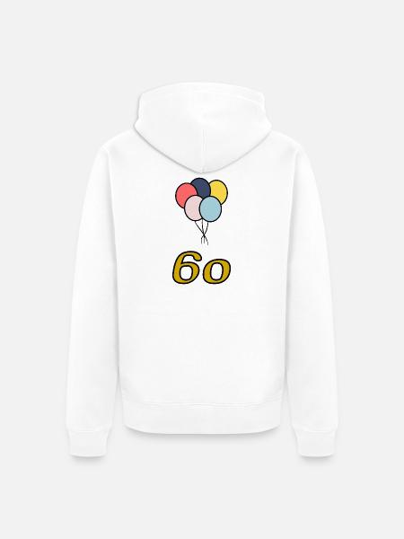 60. 60 JAHRE. 60-JÄHRIGES JUBILÄUM. 60. GEBURTSTAG. - Unisex Premium Bio Zip Hoodie - Weiß