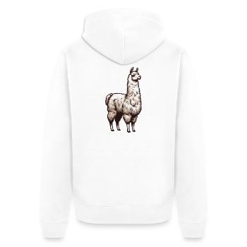 Lama blanc - Veste à capuche bio Premium Unisexe - blanc - Dos - Thijin (182cm)