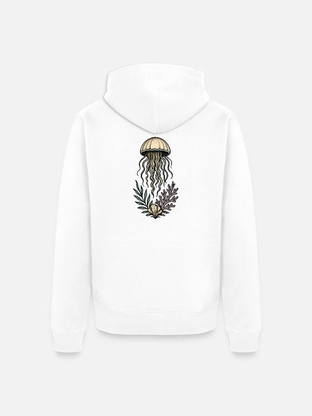 Tiefe See Jellyfish & Korallenkunst - Unisex Premium Bio Zip Hoodie - Weiß