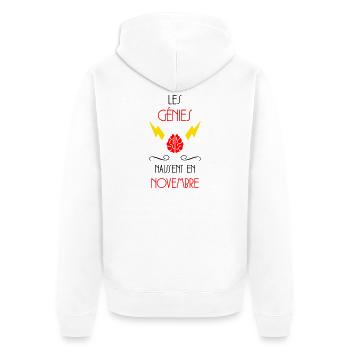 les génies naissent en Novembre - Naissance - Veste à capuche bio Premium Unisexe - blanc - Dos - Thijin (182cm)
