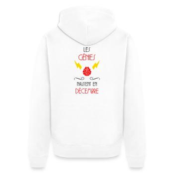 les génies naissent en Décembre - Naissance - HPI - Veste à capuche bio Premium Unisexe - blanc - Dos - Thijin (182cm)