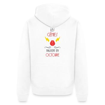 les génies naissent en Octobre - Anniversaire - Veste à capuche bio Premium Unisexe - blanc - Dos - Thijin (182cm)