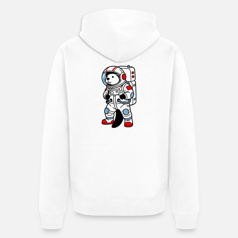 Beaver en combinaison spatiale - Veste à capuche bio Premium Unisexe - blanc