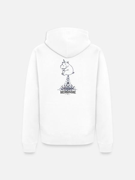 Blumenregen-Hippo Veganer - Unisex Premium Bio Zip Hoodie - Weiß
