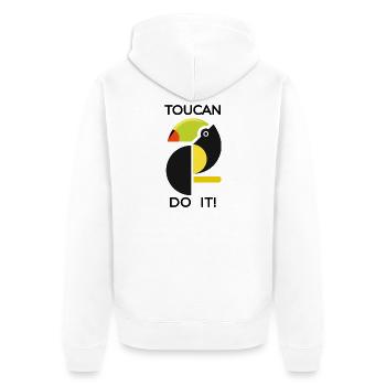 Abstrakter Tukan TOUCAN DO IT - Unisex Premium Bio Zip Hoodie - Weiß - Hinten - Thijin (182cm)