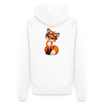 Fuchs mit Blumenkranz - Unisex Premium Bio Zip Hoodie - Weiß - Hinten - Thijin (182cm)