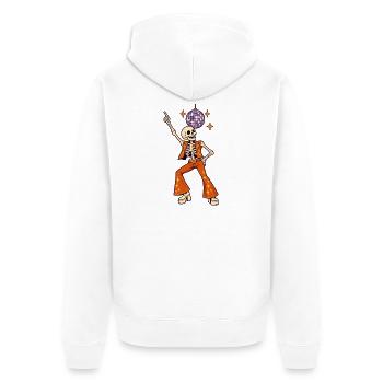 Disco-Skelett mit Glitzerkugel - Unisex Premium Bio Zip Hoodie - Weiß - Hinten - Thijin (182cm)