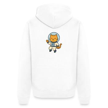 Astrokatze - Unisex Premium Bio Zip Hoodie - Weiß - Hinten - Thijin (182cm)