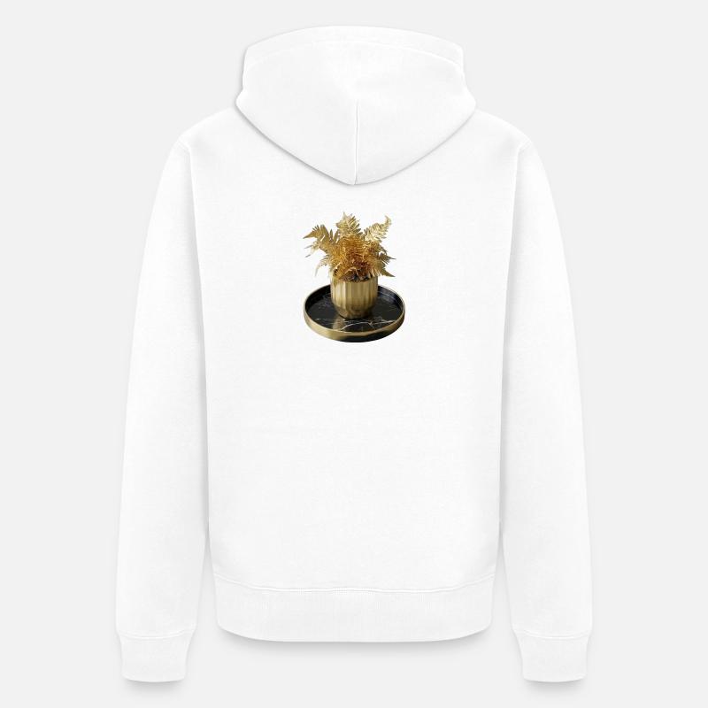 Fougère dorée de l’art moderne - Veste à capuche bio Premium Unisexe - blanc