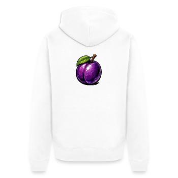Cartoon plum with rich purple tones and shiny - Unisex Premium Organic Zip Hoodie - white - Back - Thijin (182cm)