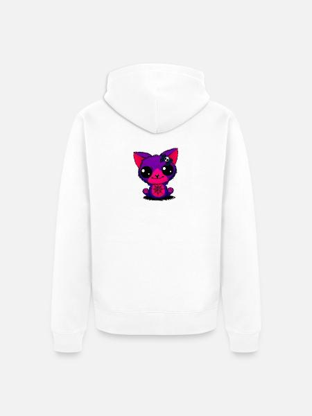 Violette Katzenkätzchen im Spinnenweb - Unisex Premium Bio Zip Hoodie - Weiß