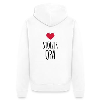 Stolzer Opa (dh) - Unisex Premium Bio Zip Hoodie - Weiß - Hinten - Thijin (182cm)