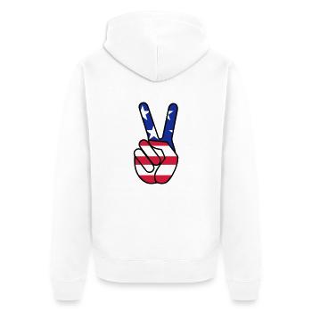 USA Victory - Unisex Premium Organic Zip Hoodie - white - Back - Thijin (182cm)