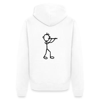 Flöter - Bläser - Unisex Premium Bio Zip Hoodie - Weiß - Hinten - Thijin (182cm)