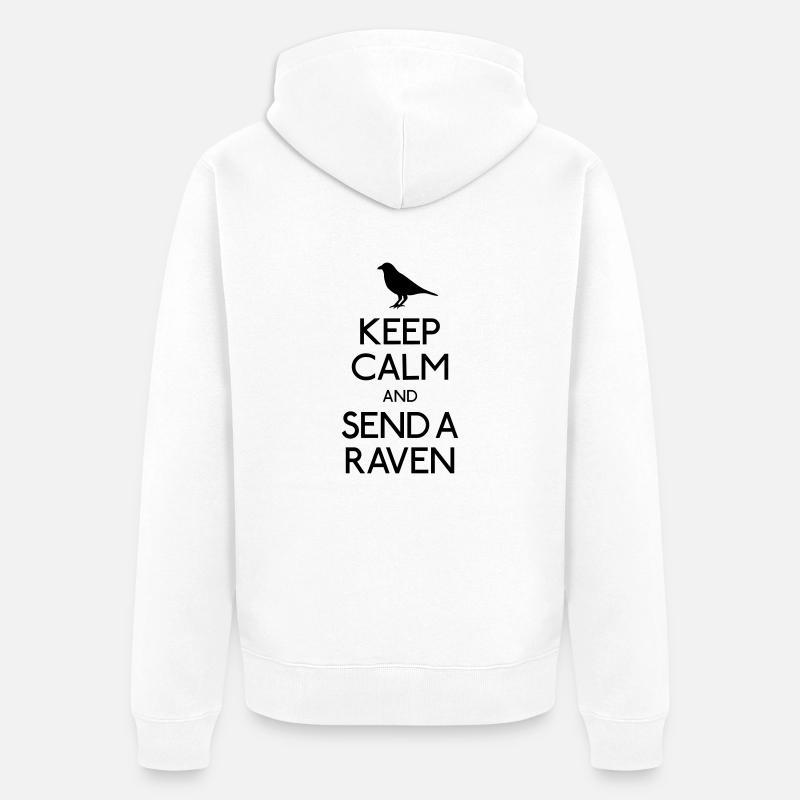 Keep Calm Raven - Unisex Premium Bio Zip Hoodie - Weiß