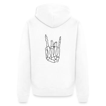 skull_hand_01 - Unisex Premium Bio Zip Hoodie - Weiß - Hinten - Thijin (182cm)