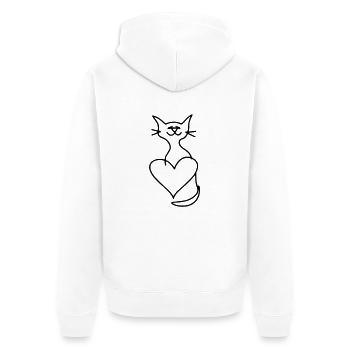 Cats Love Heart Line Art Gift Idea - Unisex Premium Organic Zip Hoodie - white - Back - Thijin (182cm)