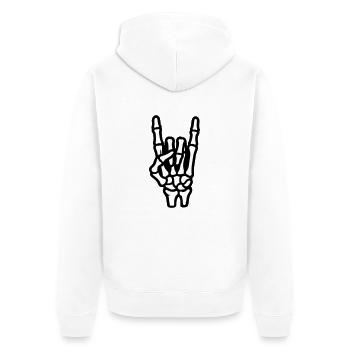 Signe de fête à la main squelette - Veste à capuche bio Premium Unisexe - blanc - Dos - Thijin (182cm)