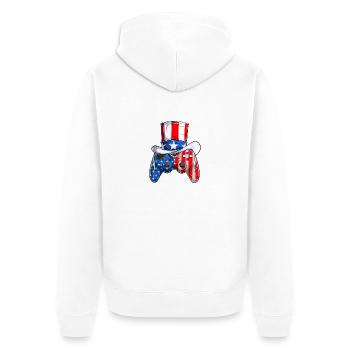Jeu vidéo 4 juillet contrôleur drapeau américain - Veste à capuche bio Premium Unisexe - blanc - Dos - Thijin (182cm)