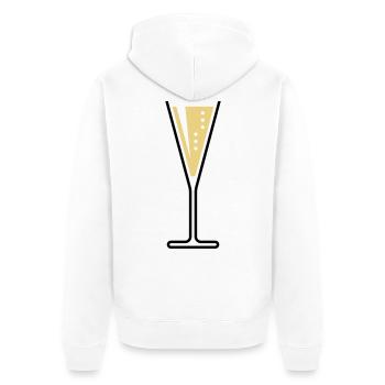 Glass Of Sparkling Wine (Funnel / Open / 2C) - Unisex Premium Organic Zip Hoodie - white - Back - Thijin (182cm)