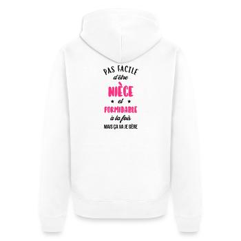 Neveu Nièce Oncle Tante Famille Bébé Noël - Unisex Premium Organic Zip Hoodie - white - Back - Thijin (182cm)