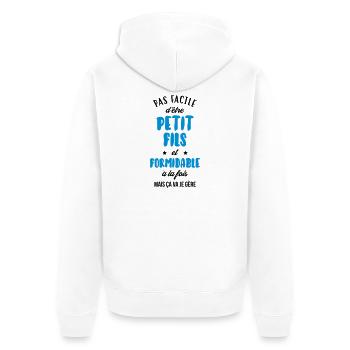 Sohn / Tochter / Familie / Mädchen - Unisex Premium Bio Zip Hoodie - Weiß - Hinten - Thijin (182cm)