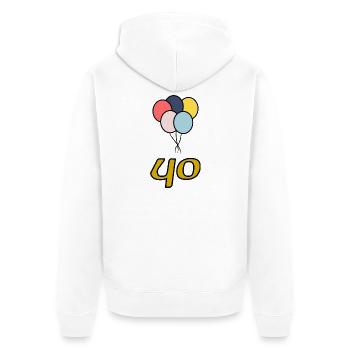 40. 40 YEARS. 40th ANNIVERSARY. 40 YEARS ANNIVERSARY. - Unisex Premium Organic Zip Hoodie - white - Back - Thijin (182cm)