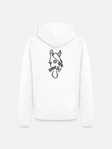 Rätselhaftes Pferdegesicht mit poetischem Motiv - Unisex Premium Bio Zip Hoodie - Weiß