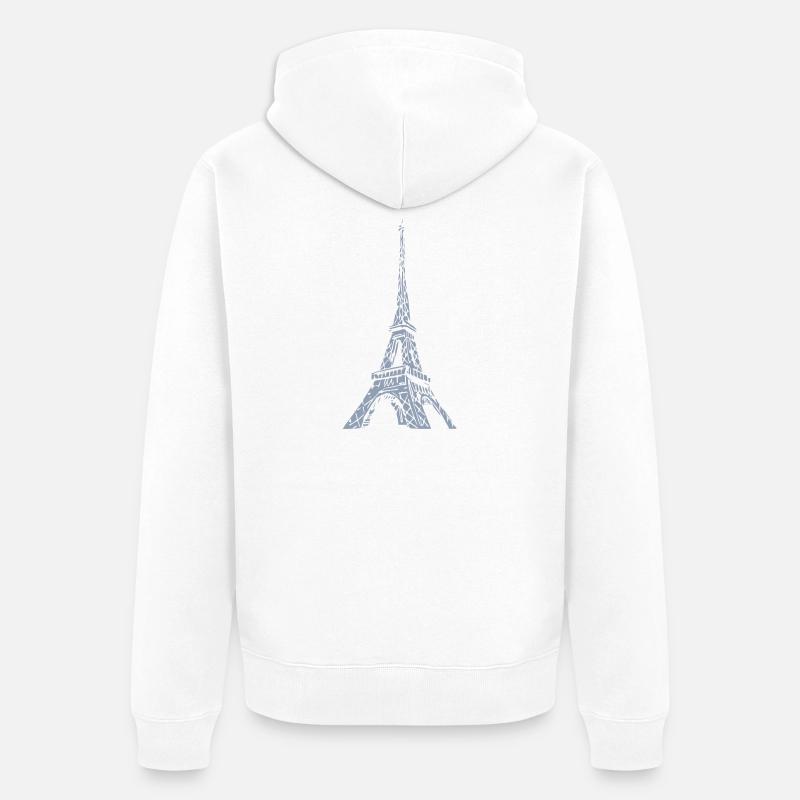 Tour Eiffel Silhouette Paris Look Grunge - Veste à capuche bio Premium Unisexe - blanc