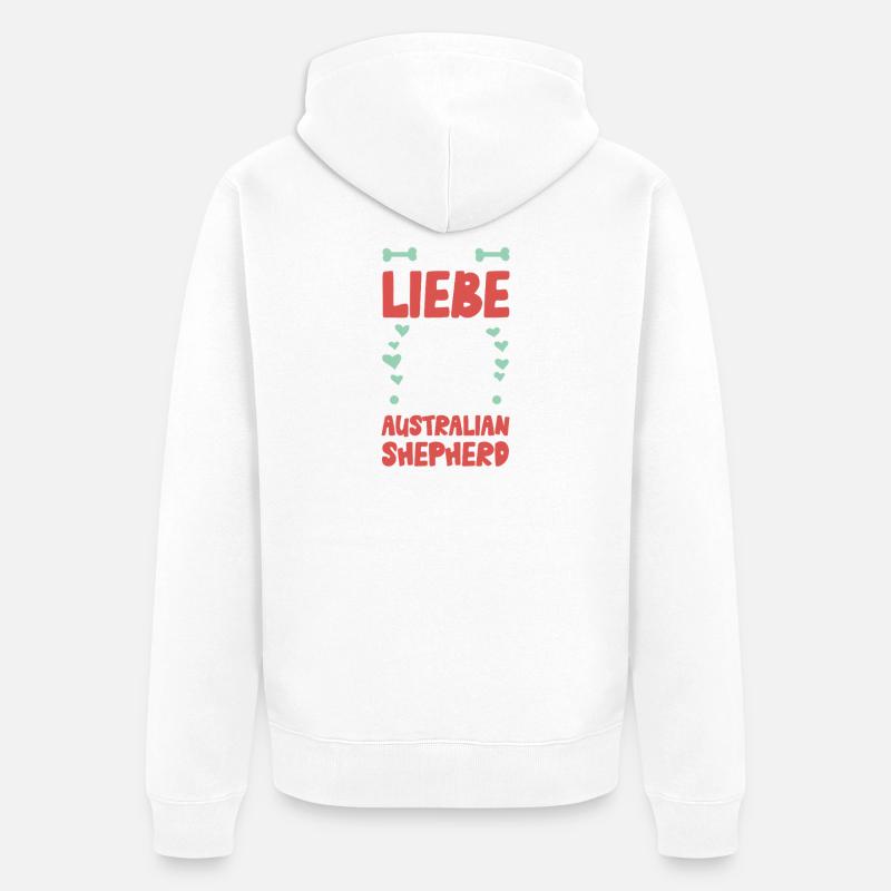 J’adore mon berger australien - Veste à capuche bio Premium Unisexe - blanc