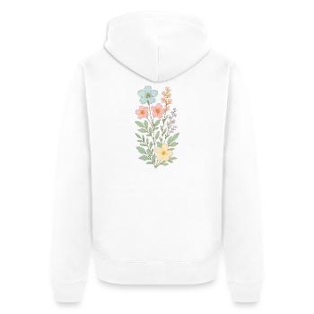 Pastellblütenstrauß - Unisex Premium Bio Zip Hoodie - Weiß - Hinten - Thijin (182cm)