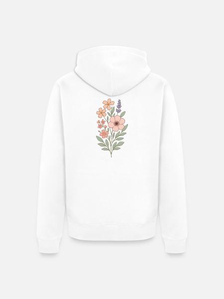 Pastellblumen Aquarellstrauß - Unisex Premium Bio Zip Hoodie - Weiß