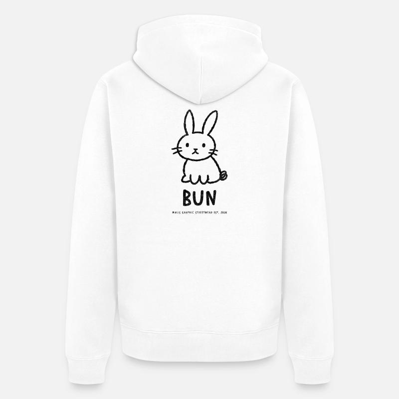 Chignon graphique naïf – Imprimé devant - Veste à capuche bio Premium Unisexe - blanc