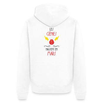 Les Génies Naissent en Mars Cadeau Bébé - Veste à capuche bio Premium Unisexe - blanc - Dos - Thijin (182cm)