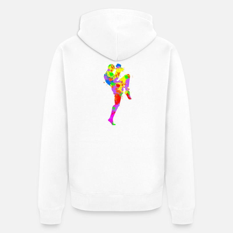 Coureur Arc-en-ciel à l’Éclaboussure - Veste à capuche bio Premium Unisexe - blanc