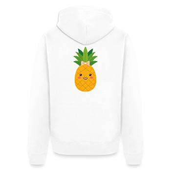Süße Ananas mit Schleife - Unisex Premium Bio Zip Hoodie - Weiß - Hinten - Thijin (182cm)